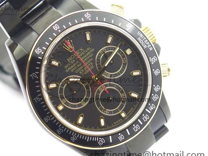 0415 Modern Daytona Kravitz YG DLC BP Maker Best Edition Black Dial On DLC Bracelet A4130 (Free Leather Strap) 3572